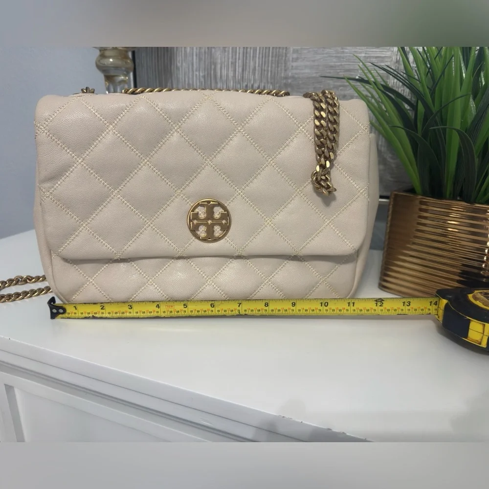 Tory Burch Willa Quoted Leather Crossbody Shoulder Bag – Cream - Picture 4 of 13